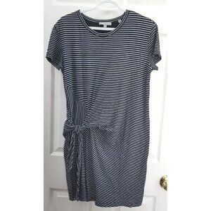 Vince T Shirt Dress Side Tie Navy Stripe Cotton Lined Nautical XS